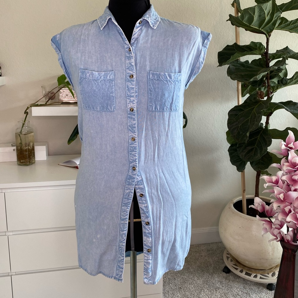 Denim-look Sleeveless Summer Dress, Sz S/M